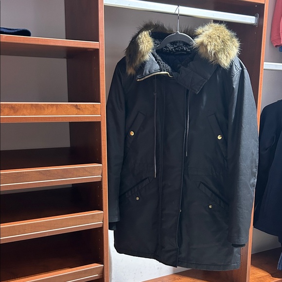 J. Crew Jackets & Blazers - J. Crew Navy Jacket with Fur Trim Hood